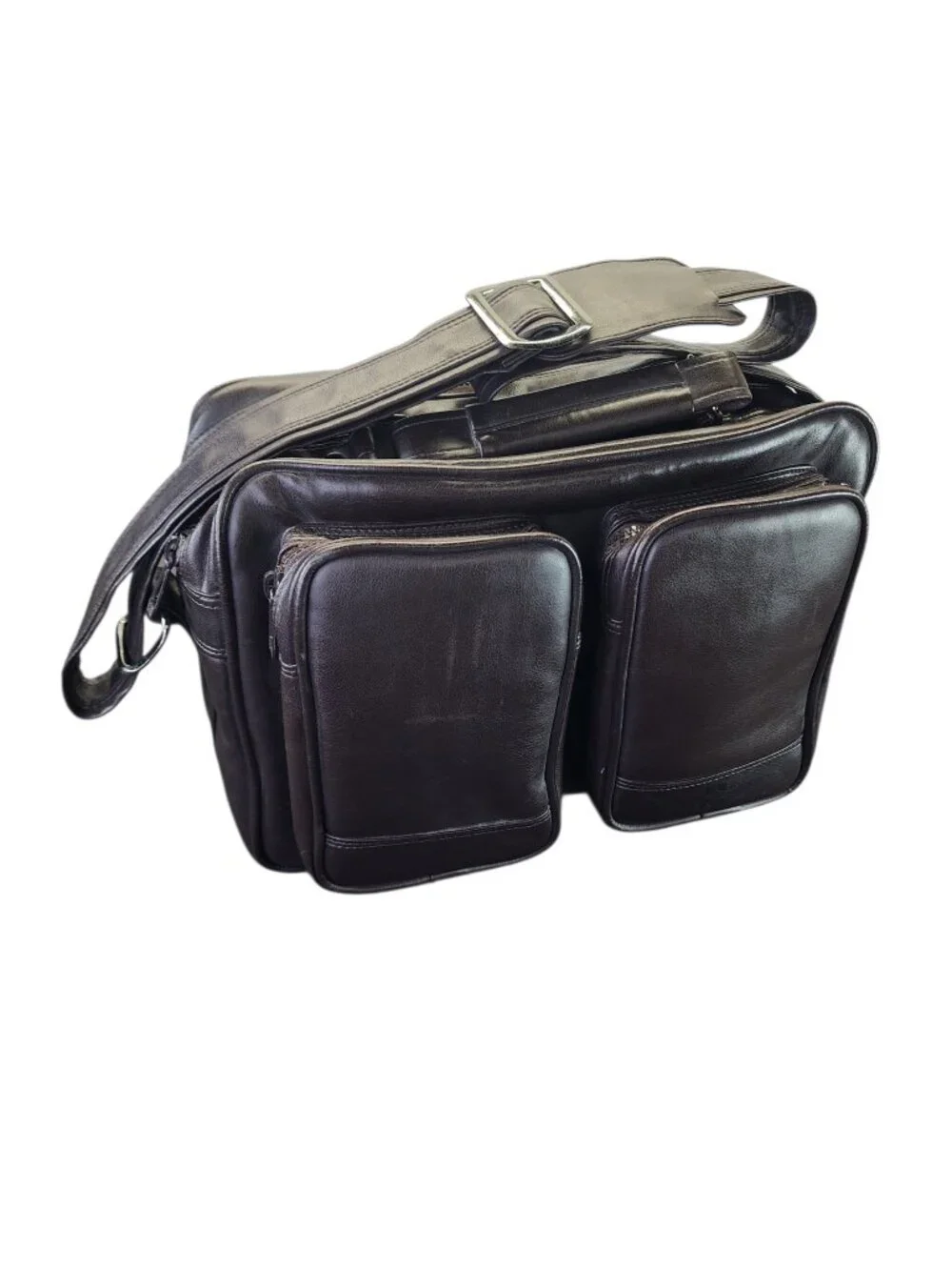 Vintage Diamond CE430 Camera Bag Faux Brown Leather Corduroy Pockets Photography
